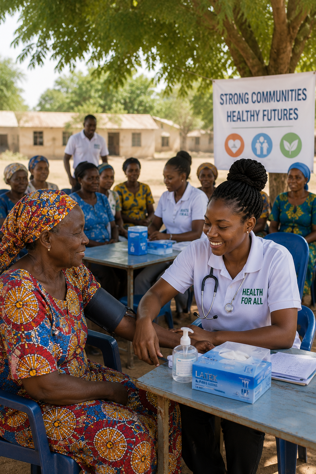 Community health screening under a tree