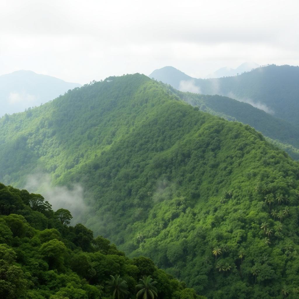 Lush green mountain landscape representing Mount Afadja
